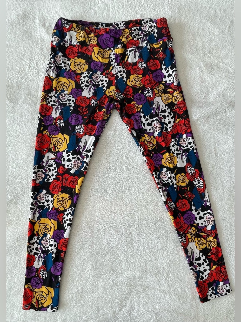 LuLaRoe Disney Villian Cruella de Vil Rose Leggings, Size Tall & Curvy 14-18